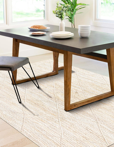 Ivory 5' 1 x 8' Braided Jute Rectangle Area Rug 100% Jute Hand Braided Natural Eco-Friendly Boho Style Carpet for Living Rooms Dining Office Space Dorms for Sale at Rug Engine