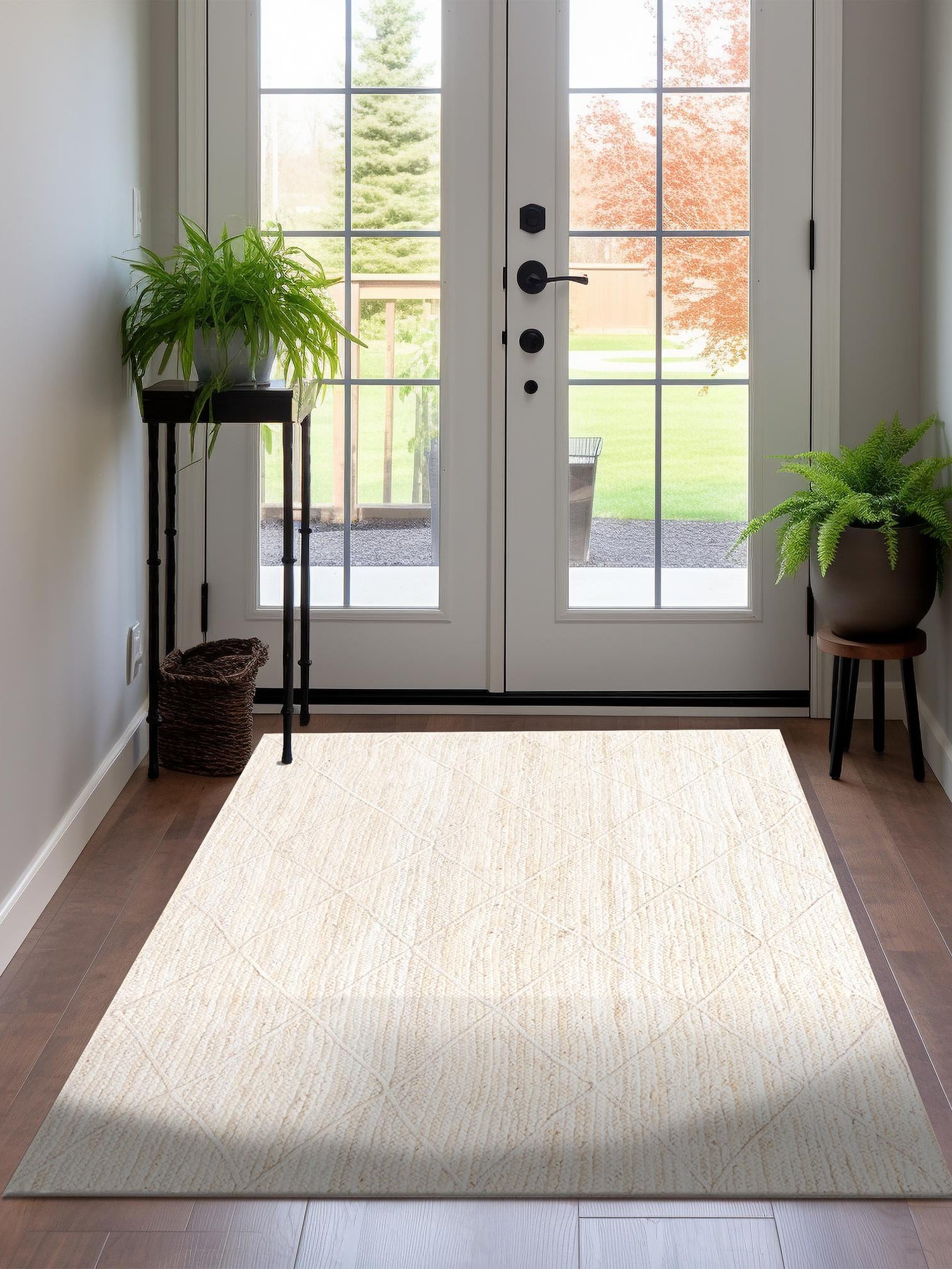 Ivory 4' 1 x 6' 1 Braided Jute Rectangle Area Rug 100% Jute Hand Braided Natural Eco-Friendly Boho Style Carpet for Living Rooms Dining Office Space Dorms for Sale at Rug Engine