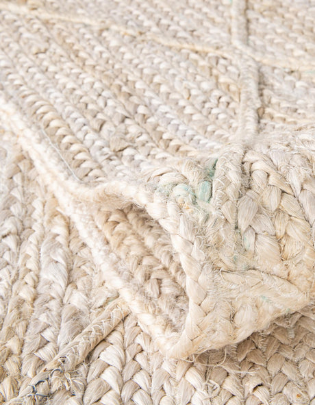 Ivory 8' x 10' Braided Jute Rectangle Area Rug 100% Jute Hand Braided Natural Eco-Friendly Boho Style Carpet for Living Rooms Dining Office Space Dorms for Sale at Rug Engine
