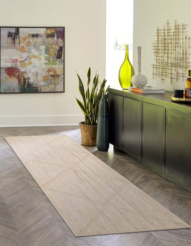 Ivory 2' 2 x 6' 1 Braided Jute Runner Rug