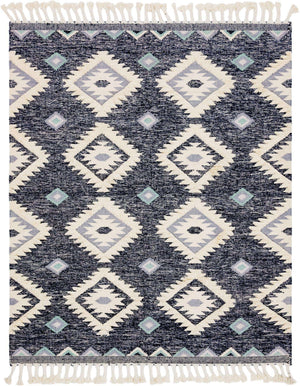 Dark Blue 8' x 10' Mesa Rectangle Area Rug 100% Wool Geometric All Natural Carpet for Living, Dining, Office, Bedrooms, Dorms, Kitchens for Sale at Rug Engine