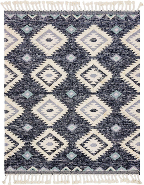 Dark Blue 8' x 10' Mesa Rectangle Area Rug 100% Wool Geometric All Natural Carpet for Living, Dining, Office, Bedrooms, Dorms, Kitchens for Sale at Rug Engine
