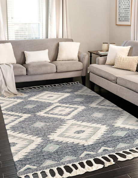 Dark Blue 2' x 3' 1 Mesa Rectangle Area Rug 100% Wool Geometric All Natural Carpet for Living, Dining, Office, Bedrooms, Dorms, Kitchens for Sale at Rug Engine