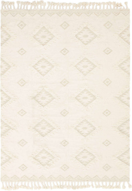 Ivory 9' x 12' 2 Mesa Rectangle Area Rug 100% Wool Geometric All Natural Carpet for Living, Dining, Office, Bedrooms, Dorms, Kitchens for Sale at Rug Engine