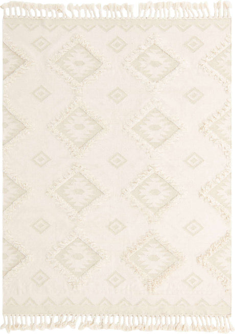 Ivory 8' x 11' Mesa Rectangle Area Rug 100% Wool Geometric All Natural Carpet for Living, Dining, Office, Bedrooms, Dorms, Kitchens for Sale at Rug Engine
