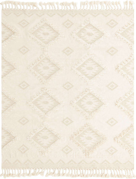 Ivory 8' x 10' Mesa Rectangle Area Rug 100% Wool Geometric All Natural Carpet for Living, Dining, Office, Bedrooms, Dorms, Kitchens for Sale at Rug Engine