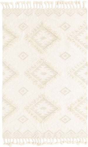 Ivory 6' 1 x 9' Mesa Rectangle Area Rug 100% Wool Geometric All Natural Carpet for Living, Dining, Office, Bedrooms, Dorms, Kitchens for Sale at Rug Engine