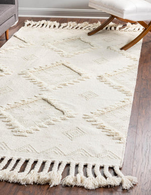 Ivory 8' x 10' Mesa Rectangle Area Rug 100% Wool Geometric All Natural Carpet for Living, Dining, Office, Bedrooms, Dorms, Kitchens for Sale at Rug Engine