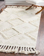 Ivory 4' 1 x 6' 1 Mesa Rectangle Area Rug 100% Wool Geometric All Natural Carpet for Living, Dining, Office, Bedrooms, Dorms, Kitchens for Sale at Rug Engine