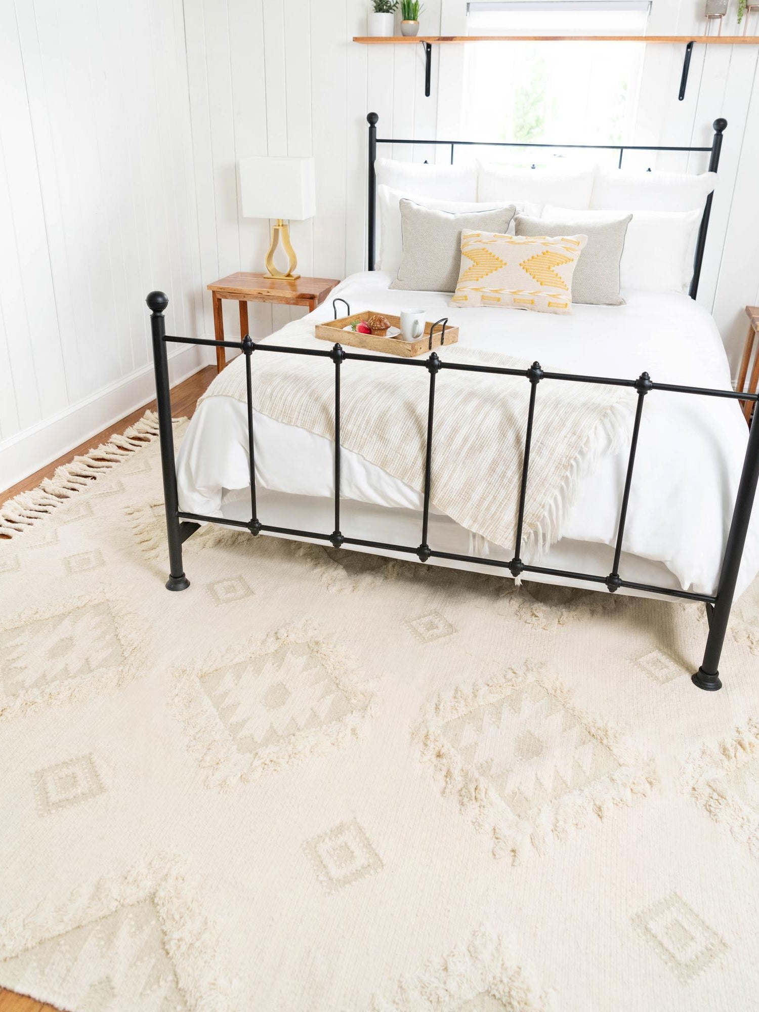 Ivory 8' x 10' Mesa Rectangle Area Rug 100% Wool Geometric All Natural Carpet for Living, Dining, Office, Bedrooms, Dorms, Kitchens for Sale at Rug Engine