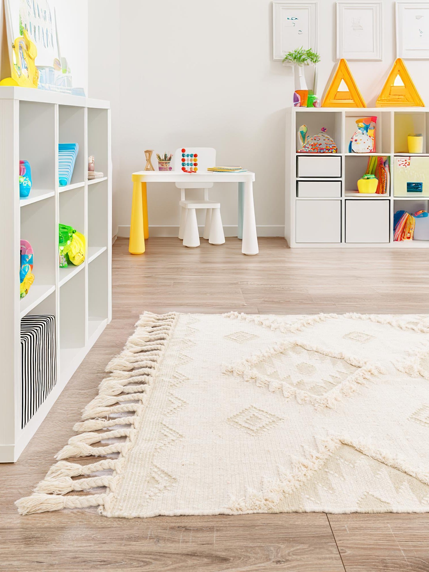 Ivory 9' x 12' 2 Mesa Rectangle Area Rug 100% Wool Geometric All Natural Carpet for Living, Dining, Office, Bedrooms, Dorms, Kitchens for Sale at Rug Engine