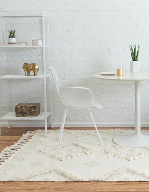 Ivory 8' x 10' Mesa Rectangle Area Rug 100% Wool Geometric All Natural Carpet for Living, Dining, Office, Bedrooms, Dorms, Kitchens for Sale at Rug Engine