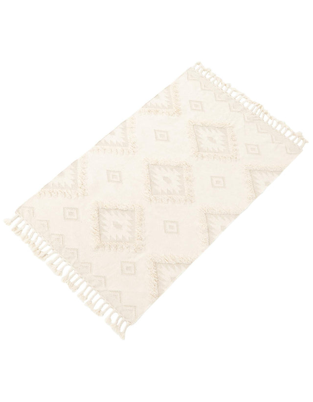 Ivory 5' 1 x 8' Mesa Rectangle Area Rug 100% Wool Geometric All Natural Carpet for Living, Dining, Office, Bedrooms, Dorms, Kitchens for Sale at Rug Engine