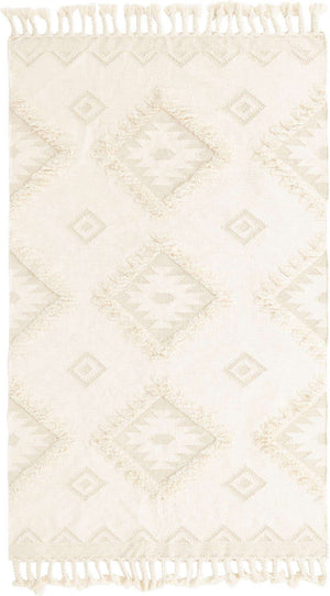 Ivory 5' 1 x 8' Mesa Rectangle Area Rug 100% Wool Geometric All Natural Carpet for Living, Dining, Office, Bedrooms, Dorms, Kitchens for Sale at Rug Engine