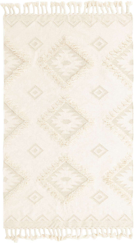 Ivory 5' 1 x 8' Mesa Rectangle Area Rug 100% Wool Geometric All Natural Carpet for Living, Dining, Office, Bedrooms, Dorms, Kitchens for Sale at Rug Engine