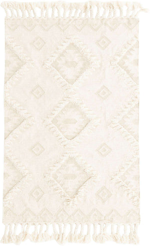 Ivory 4' 1 x 6' 1 Mesa Rectangle Area Rug 100% Wool Geometric All Natural Carpet for Living, Dining, Office, Bedrooms, Dorms, Kitchens for Sale at Rug Engine
