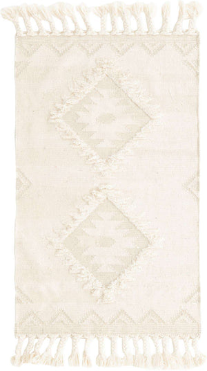 Ivory 3' 3 x 5' 1 Mesa Rectangle Area Rug 100% Wool Geometric All Natural Carpet for Living, Dining, Office, Bedrooms, Dorms, Kitchens for Sale at Rug Engine