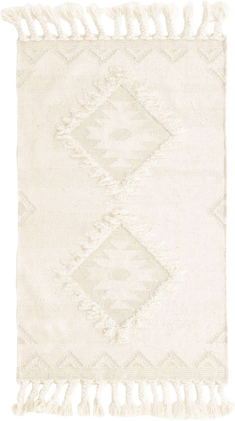 Ivory 3' 3 x 5' 1 Mesa Rectangle Area Rug 100% Wool Geometric All Natural Carpet for Living, Dining, Office, Bedrooms, Dorms, Kitchens for Sale at Rug Engine