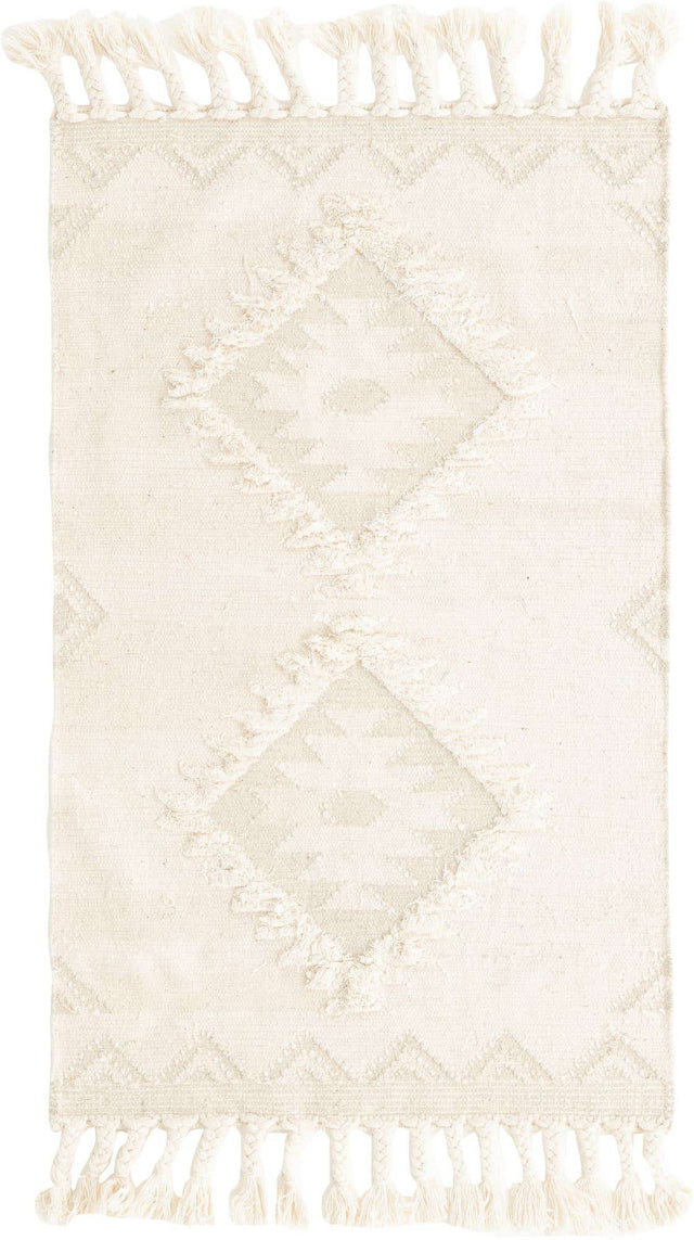 Ivory 3' 3 x 5' 1 Mesa Rectangle Area Rug 100% Wool Geometric All Natural Carpet for Living, Dining, Office, Bedrooms, Dorms, Kitchens for Sale at Rug Engine