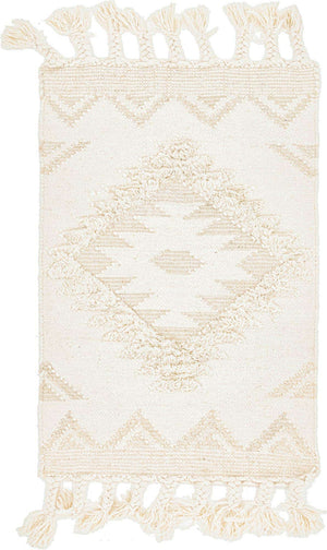 Ivory 2' x 3' 1 Mesa Rectangle Area Rug 100% Wool Geometric All Natural Carpet for Living, Dining, Office, Bedrooms, Dorms, Kitchens for Sale at Rug Engine