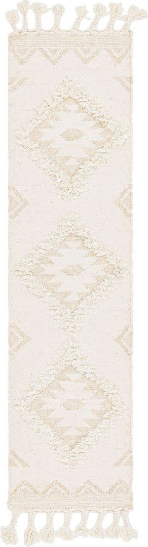 Ivory 2' 2 x 8' 2 Mesa Runner Area Rug 100% Wool Geometric All Natural Carpet for Living, Dining, Office, Bedrooms, Dorms, Kitchens for Sale at Rug Engine