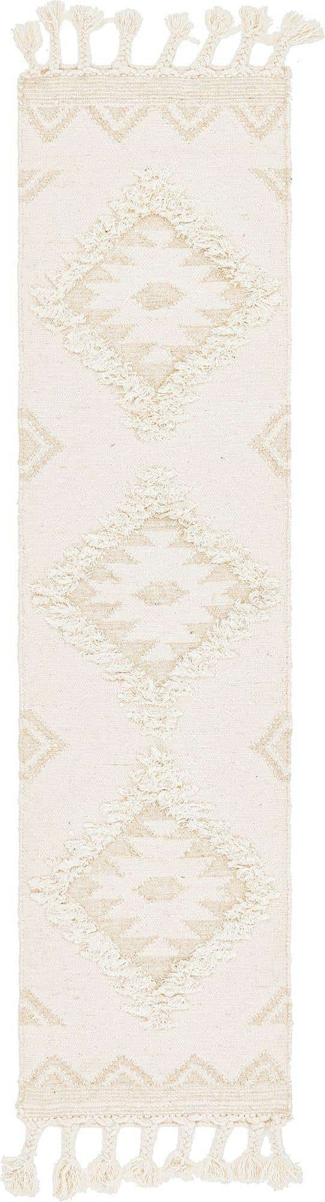 Ivory 2' 2 x 8' 2 Mesa Runner Area Rug 100% Wool Geometric All Natural Carpet for Living, Dining, Office, Bedrooms, Dorms, Kitchens for Sale at Rug Engine