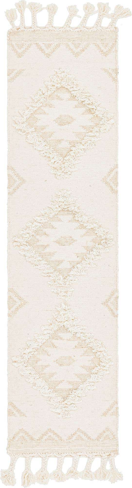 Ivory 2' 2 x 8' 2 Mesa Runner Area Rug 100% Wool Geometric All Natural Carpet for Living, Dining, Office, Bedrooms, Dorms, Kitchens for Sale at Rug Engine