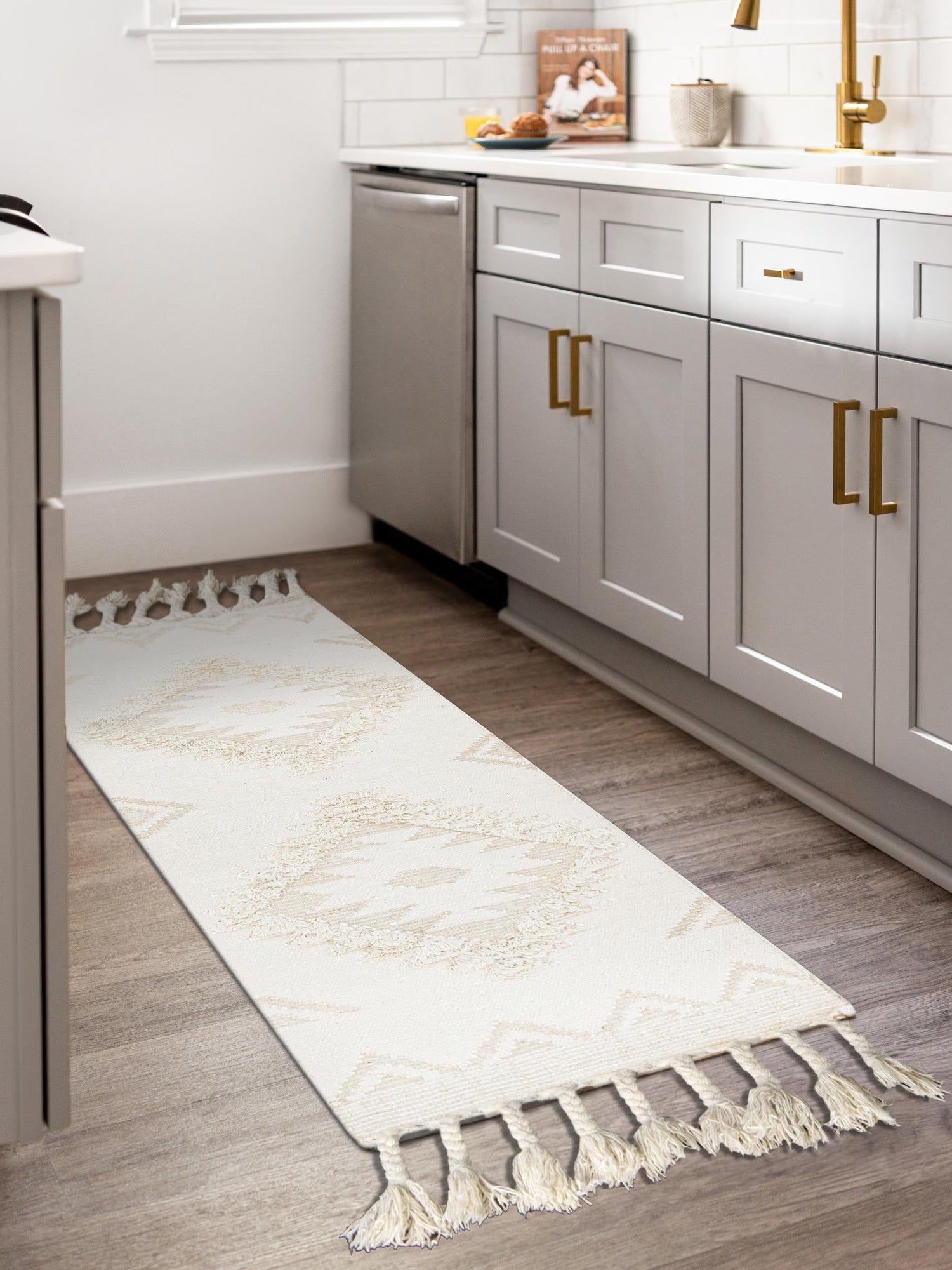 Ivory 2' 2 x 6' 1 Mesa Runner Area Rug 100% Wool Geometric All Natural Carpet for Living, Dining, Office, Bedrooms, Dorms, Kitchens for Sale at Rug Engine