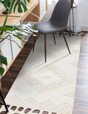 Ivory 2' 7 x 13' 1 Mesa Runner Area Rug 100% Wool Geometric All Natural Carpet for Living, Dining, Office, Bedrooms, Dorms, Kitchens for Sale at Rug Engine