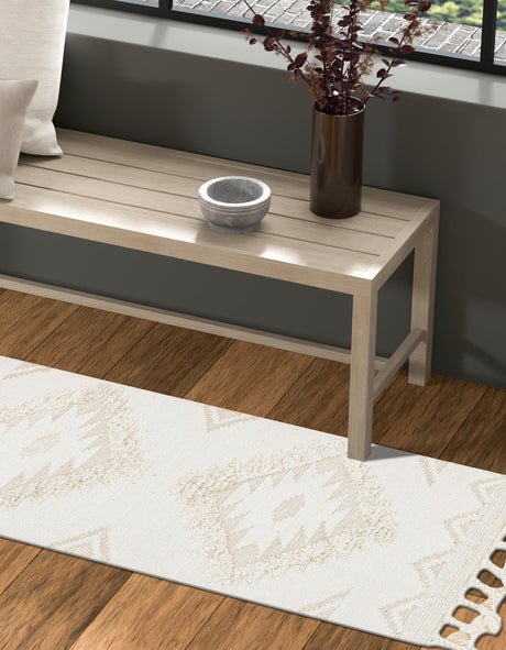 Ivory 2' 7 x 10' Mesa Runner Area Rug 100% Wool Geometric All Natural Carpet for Living, Dining, Office, Bedrooms, Dorms, Kitchens for Sale at Rug Engine