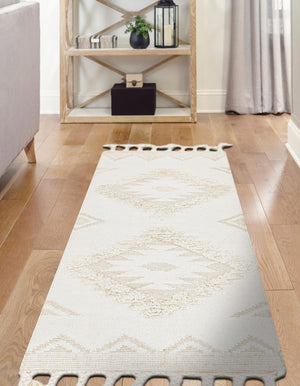 Ivory 2' 2 x 8' 2 Mesa Runner Area Rug 100% Wool Geometric All Natural Carpet for Living, Dining, Office, Bedrooms, Dorms, Kitchens for Sale at Rug Engine