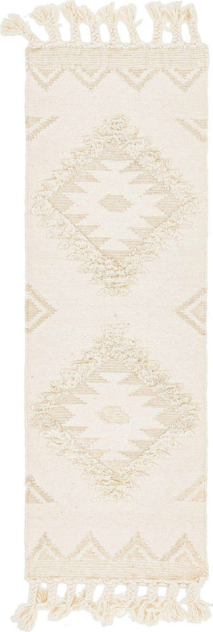 Ivory 2' 2 x 6' 1 Mesa Runner Area Rug 100% Wool Geometric All Natural Carpet for Living, Dining, Office, Bedrooms, Dorms, Kitchens for Sale at Rug Engine