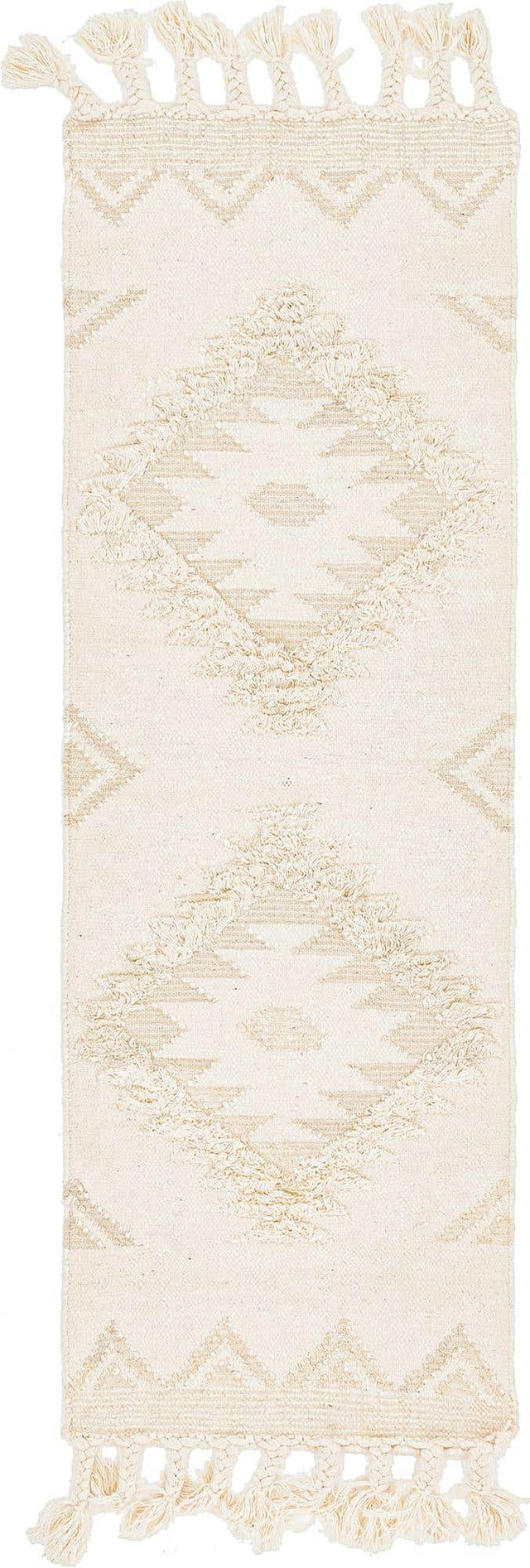 Ivory 2' 2 x 6' 1 Mesa Runner Area Rug 100% Wool Geometric All Natural Carpet for Living, Dining, Office, Bedrooms, Dorms, Kitchens for Sale at Rug Engine