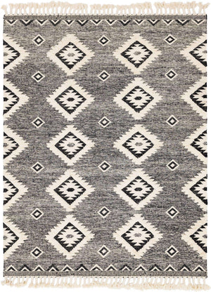 Charcoal 9' x 12' 2 Mesa Rectangle Area Rug 100% Wool Geometric All Natural Carpet for Living, Dining, Office, Bedrooms, Dorms, Kitchens for Sale at Rug Engine