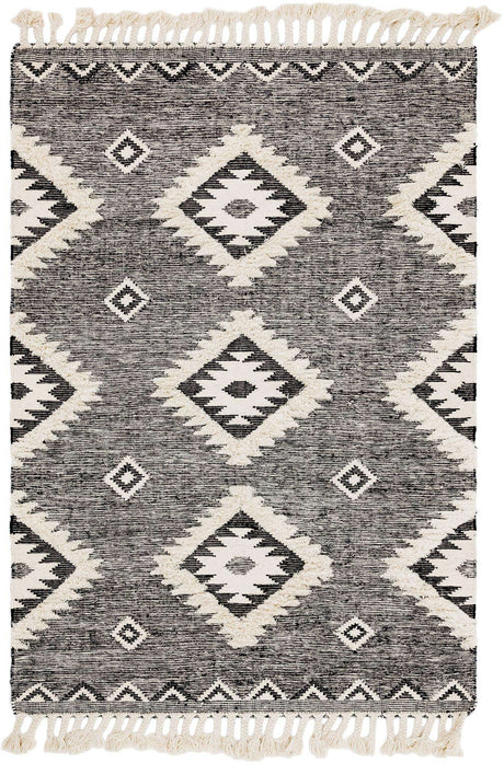 Charcoal 6' 1 x 9' Mesa Rectangle Area Rug 100% Wool Geometric All Natural Carpet for Living, Dining, Office, Bedrooms, Dorms, Kitchens for Sale at Rug Engine