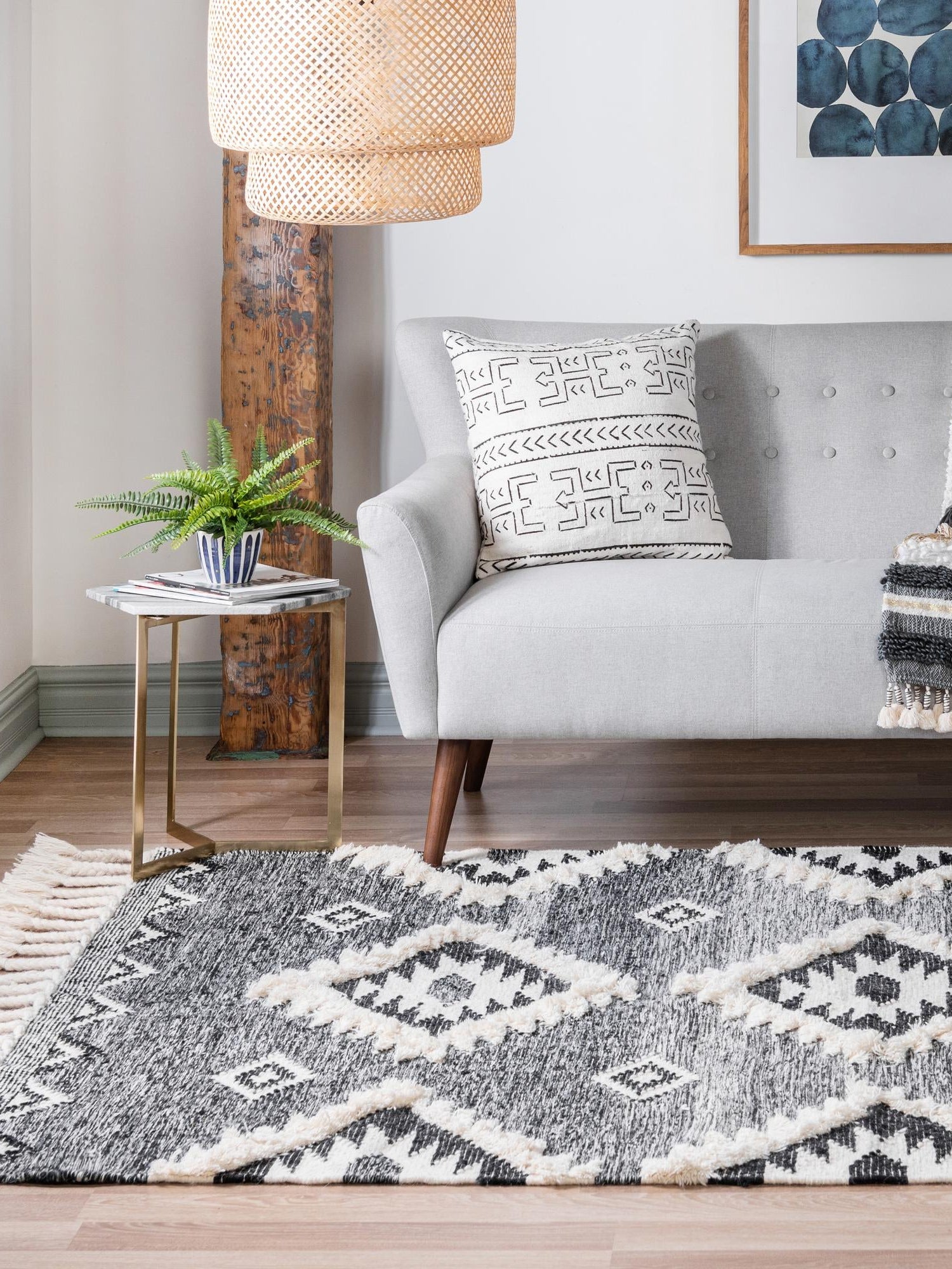 Charcoal 4' 1 x 6' 1 Mesa Rectangle Area Rug 100% Wool Geometric All Natural Carpet for Living, Dining, Office, Bedrooms, Dorms, Kitchens for Sale at Rug Engine