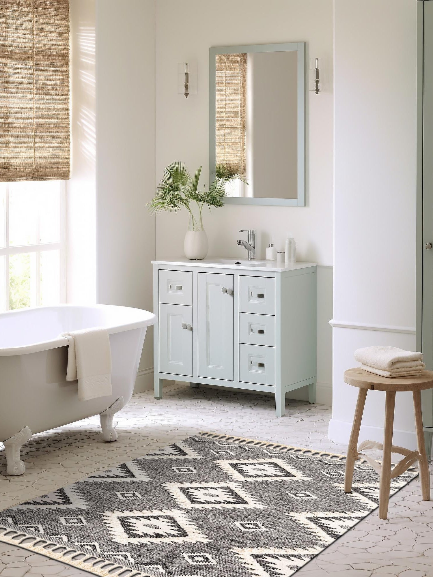 Charcoal 4' 1 x 6' 1 Mesa Rectangle Area Rug 100% Wool Geometric All Natural Carpet for Living, Dining, Office, Bedrooms, Dorms, Kitchens for Sale at Rug Engine