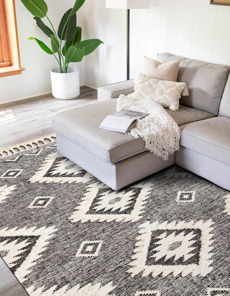 Charcoal 2' x 3' 1 Mesa Rectangle Area Rug 100% Wool Geometric All Natural Carpet for Living, Dining, Office, Bedrooms, Dorms, Kitchens for Sale at Rug Engine