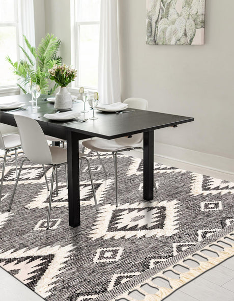 Charcoal 8' x 10' Mesa Rectangle Area Rug 100% Wool Geometric All Natural Carpet for Living, Dining, Office, Bedrooms, Dorms, Kitchens for Sale at Rug Engine
