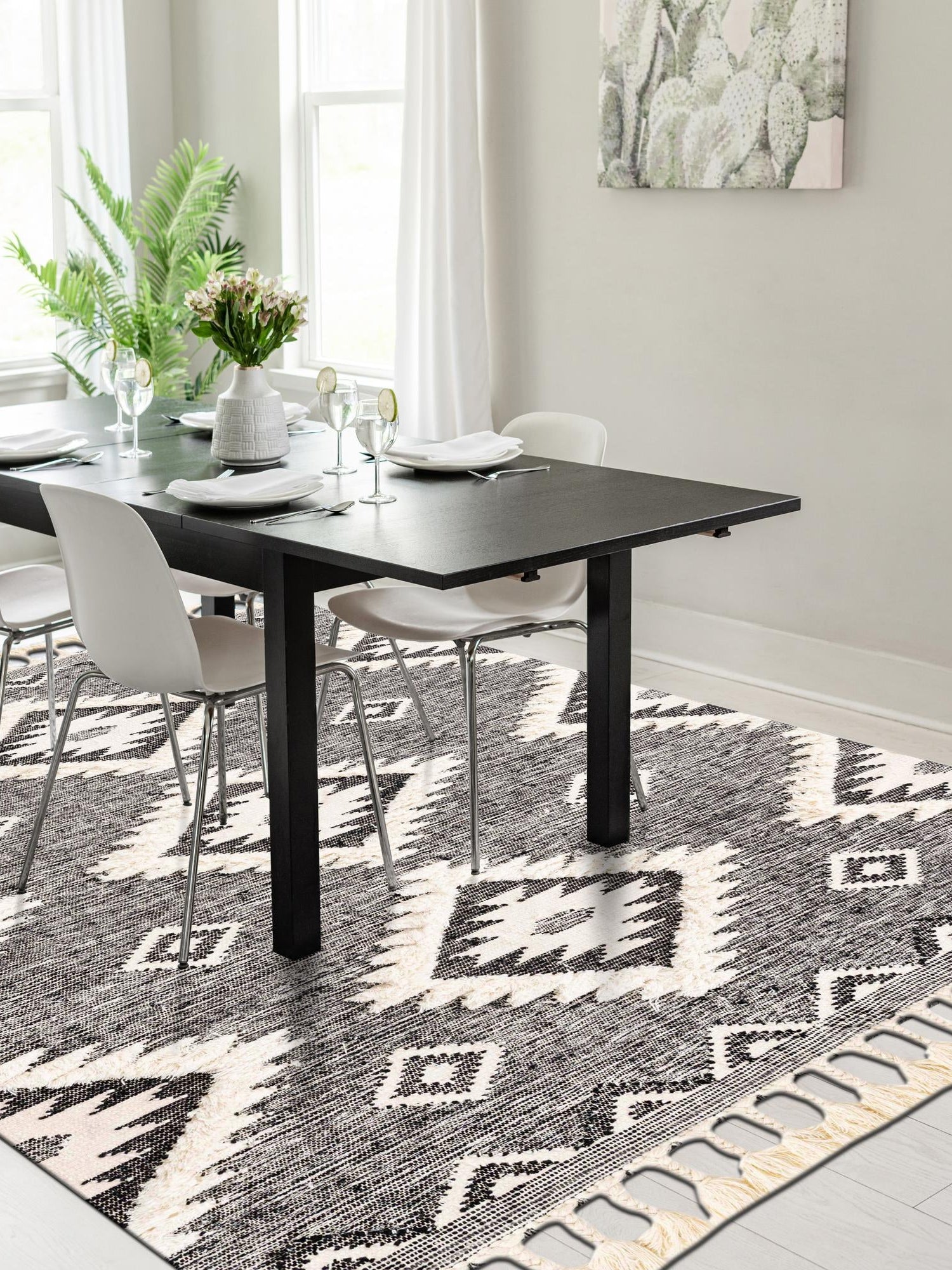 Charcoal 5' 1 x 8' Mesa Rectangle Area Rug 100% Wool Geometric All Natural Carpet for Living, Dining, Office, Bedrooms, Dorms, Kitchens for Sale at Rug Engine