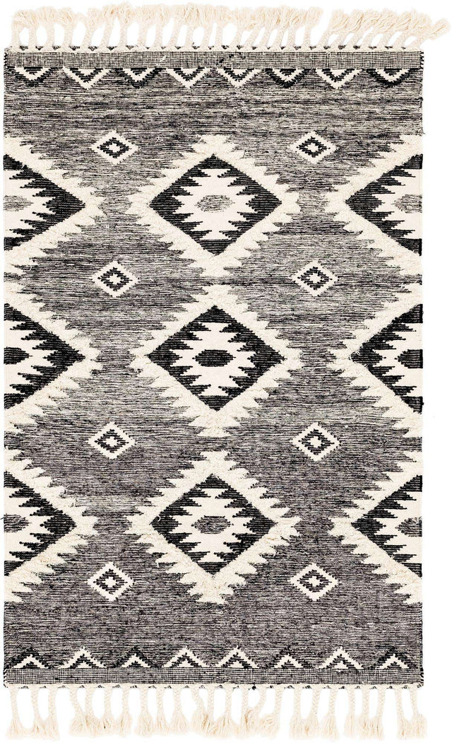 Charcoal 5' 1 x 8' Mesa Rectangle Area Rug 100% Wool Geometric All Natural Carpet for Living, Dining, Office, Bedrooms, Dorms, Kitchens for Sale at Rug Engine