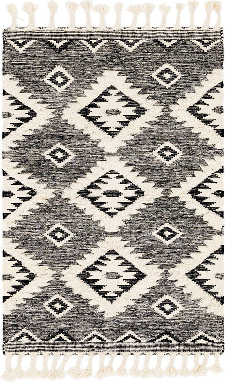 Charcoal 4' 1 x 6' 1 Mesa Rectangle Area Rug 100% Wool Geometric All Natural Carpet for Living, Dining, Office, Bedrooms, Dorms, Kitchens for Sale at Rug Engine