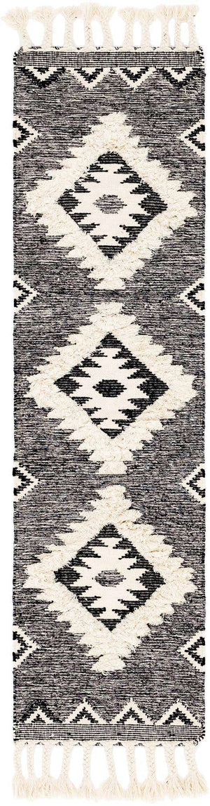 Charcoal 2' 2 x 8' 2 Mesa Runner Area Rug 100% Wool Geometric All Natural Carpet for Living, Dining, Office, Bedrooms, Dorms, Kitchens for Sale at Rug Engine