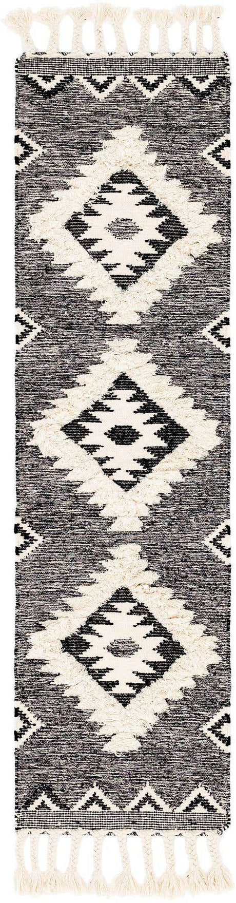 Charcoal 2' 2 x 8' 2 Mesa Runner Area Rug 100% Wool Geometric All Natural Carpet for Living, Dining, Office, Bedrooms, Dorms, Kitchens for Sale at Rug Engine