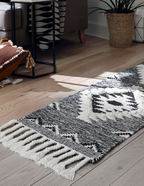 Charcoal 2' 2 x 8' 2 Mesa Runner Area Rug 100% Wool Geometric All Natural Carpet for Living, Dining, Office, Bedrooms, Dorms, Kitchens for Sale at Rug Engine