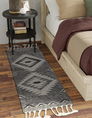 Charcoal 2' 2 x 6' 1 Mesa Runner Area Rug 100% Wool Geometric All Natural Carpet for Living, Dining, Office, Bedrooms, Dorms, Kitchens for Sale at Rug Engine