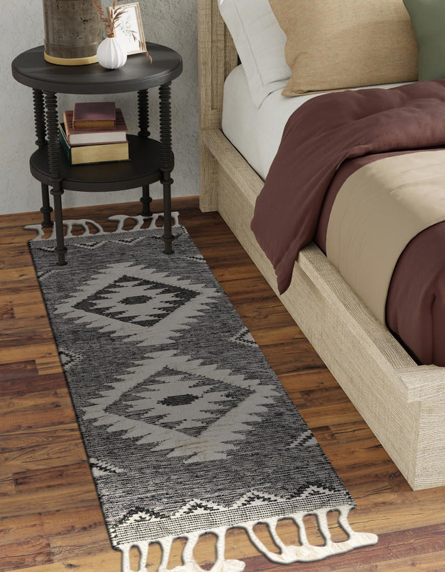 Charcoal 2' 2 x 6' 1 Mesa Runner Area Rug 100% Wool Geometric All Natural Carpet for Living, Dining, Office, Bedrooms, Dorms, Kitchens for Sale at Rug Engine