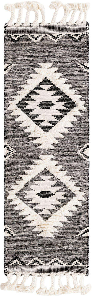 Charcoal 2' 2 x 6' 1 Mesa Runner Area Rug 100% Wool Geometric All Natural Carpet for Living, Dining, Office, Bedrooms, Dorms, Kitchens for Sale at Rug Engine