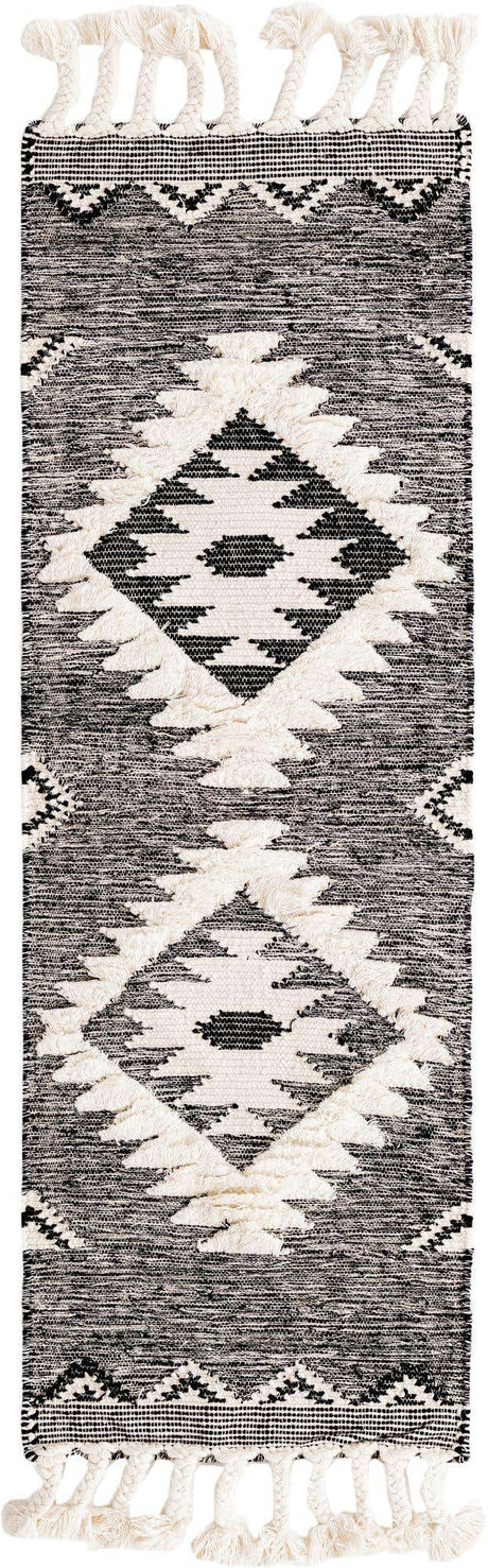 Charcoal 2' 2 x 6' 1 Mesa Runner Area Rug 100% Wool Geometric All Natural Carpet for Living, Dining, Office, Bedrooms, Dorms, Kitchens for Sale at Rug Engine