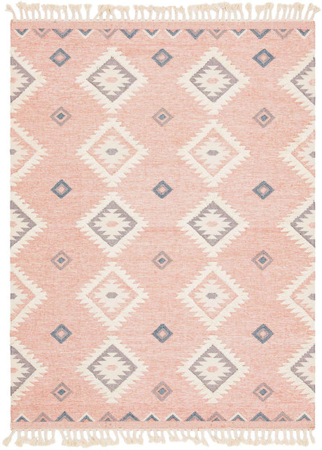 Pink 9' x 12' 2 Mesa Rectangle Area Rug 100% Wool Geometric All Natural Carpet for Living, Dining, Office, Bedrooms, Dorms, Kitchens for Sale at Rug Engine
